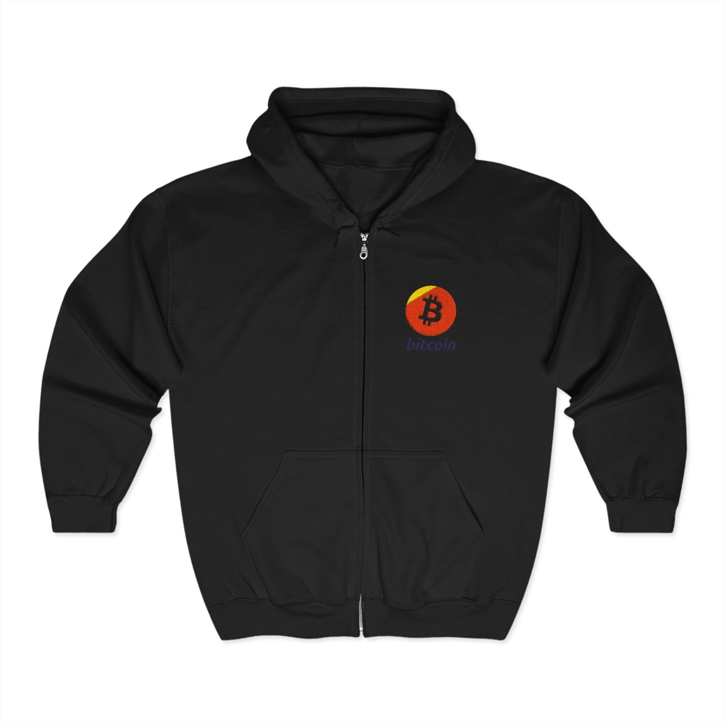 Bitcoin Embroidered Zip-Up Hoodie
