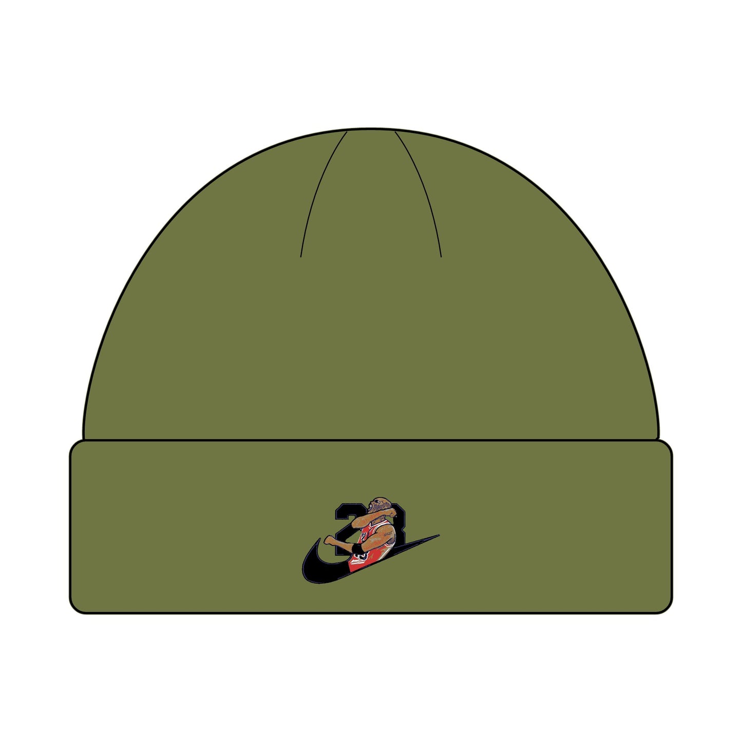 Jordan Black Embroidered Cuff Beanie