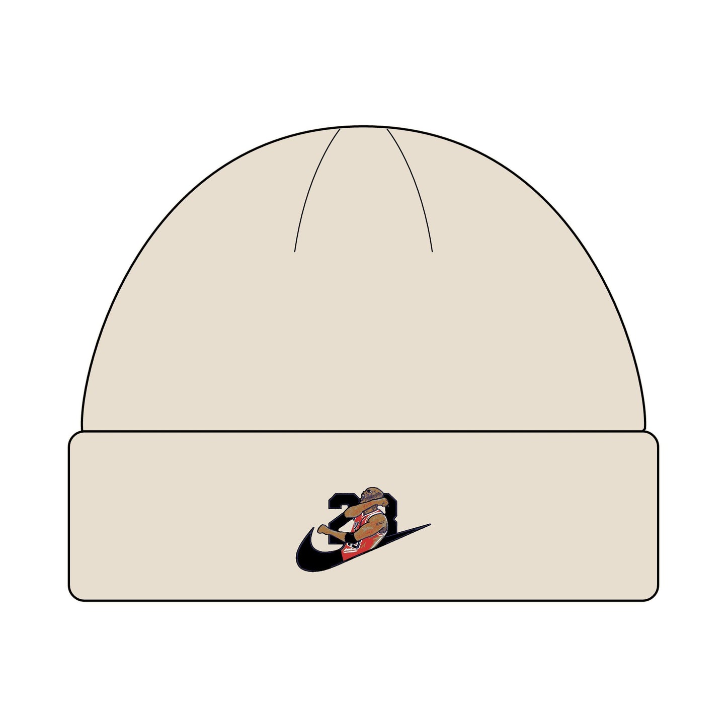 Jordan Black Embroidered Cuff Beanie