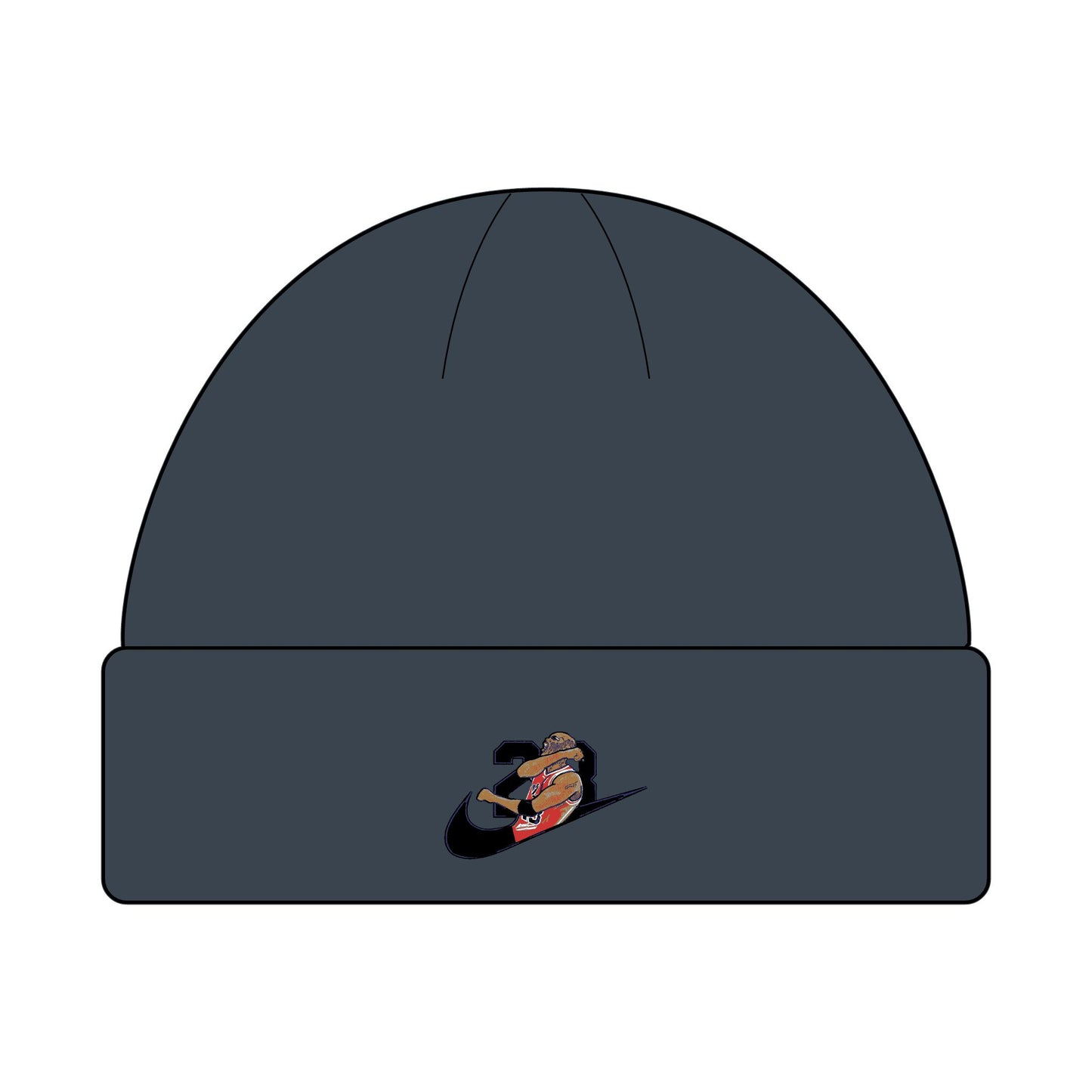 Jordan Black Embroidered Cuff Beanie