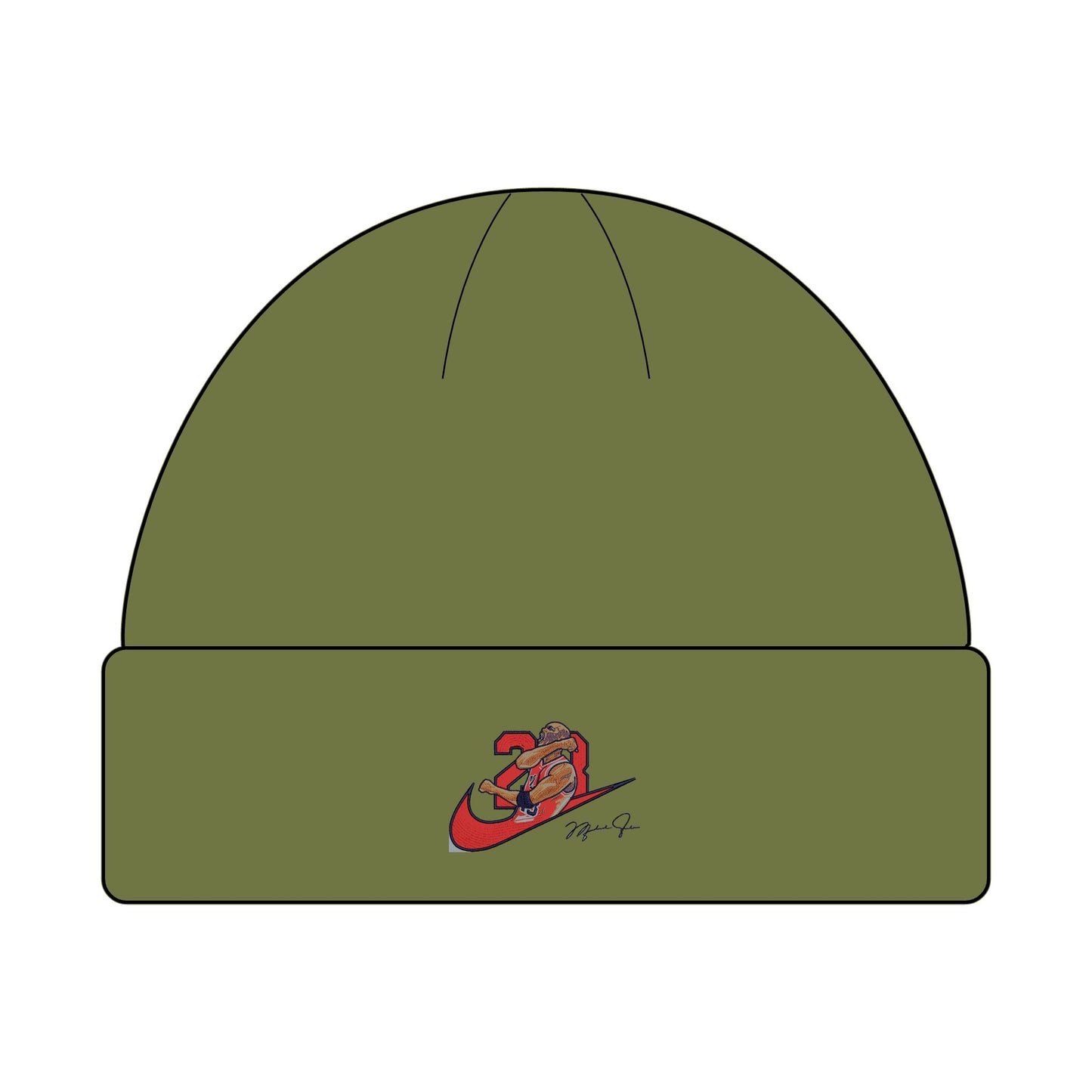 Jordan Red Embroidered Cuff Beanie