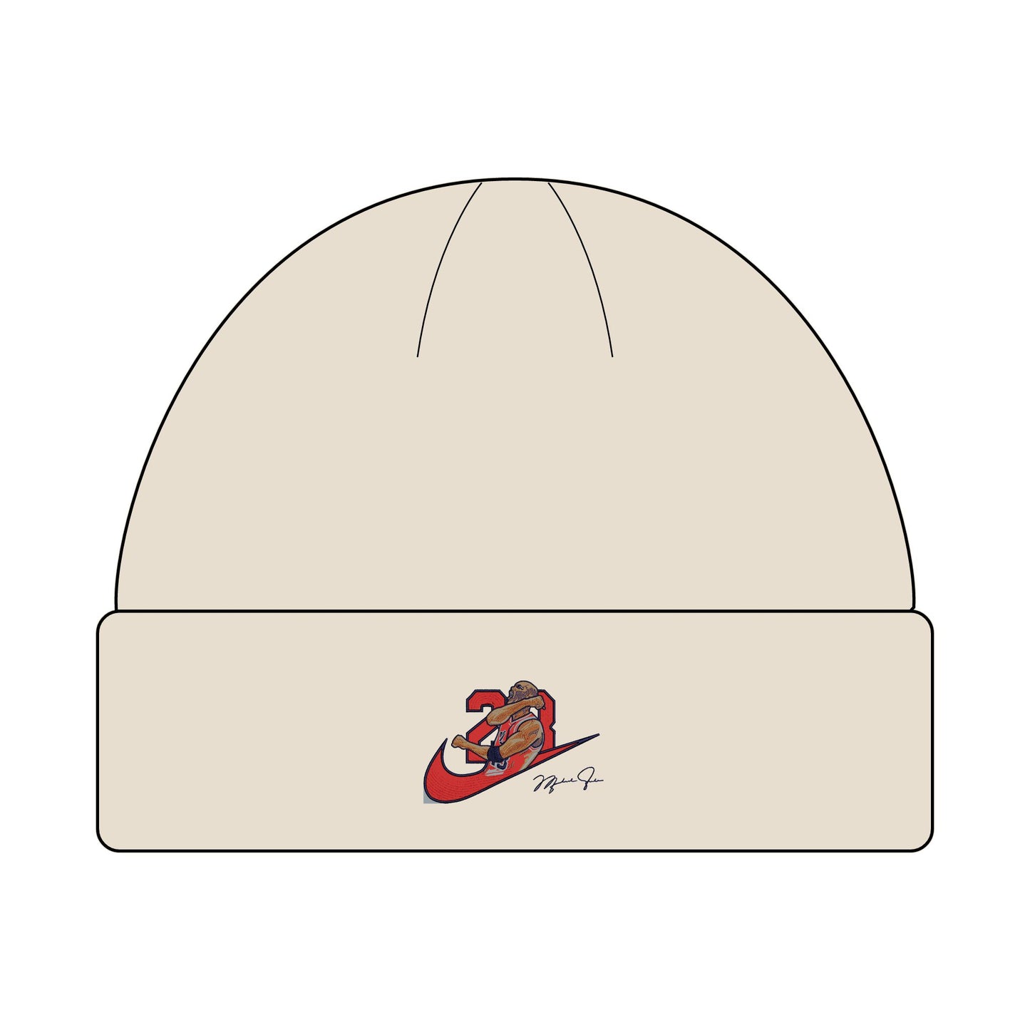 Jordan Red Embroidered Cuff Beanie