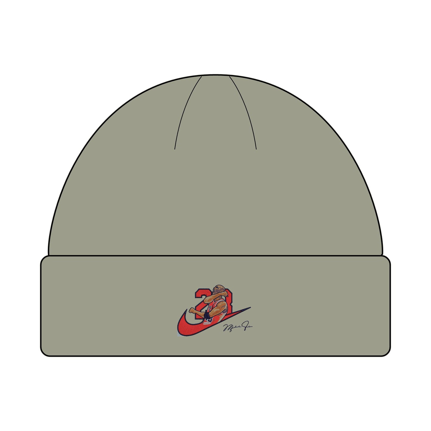 Jordan Red Embroidered Cuff Beanie