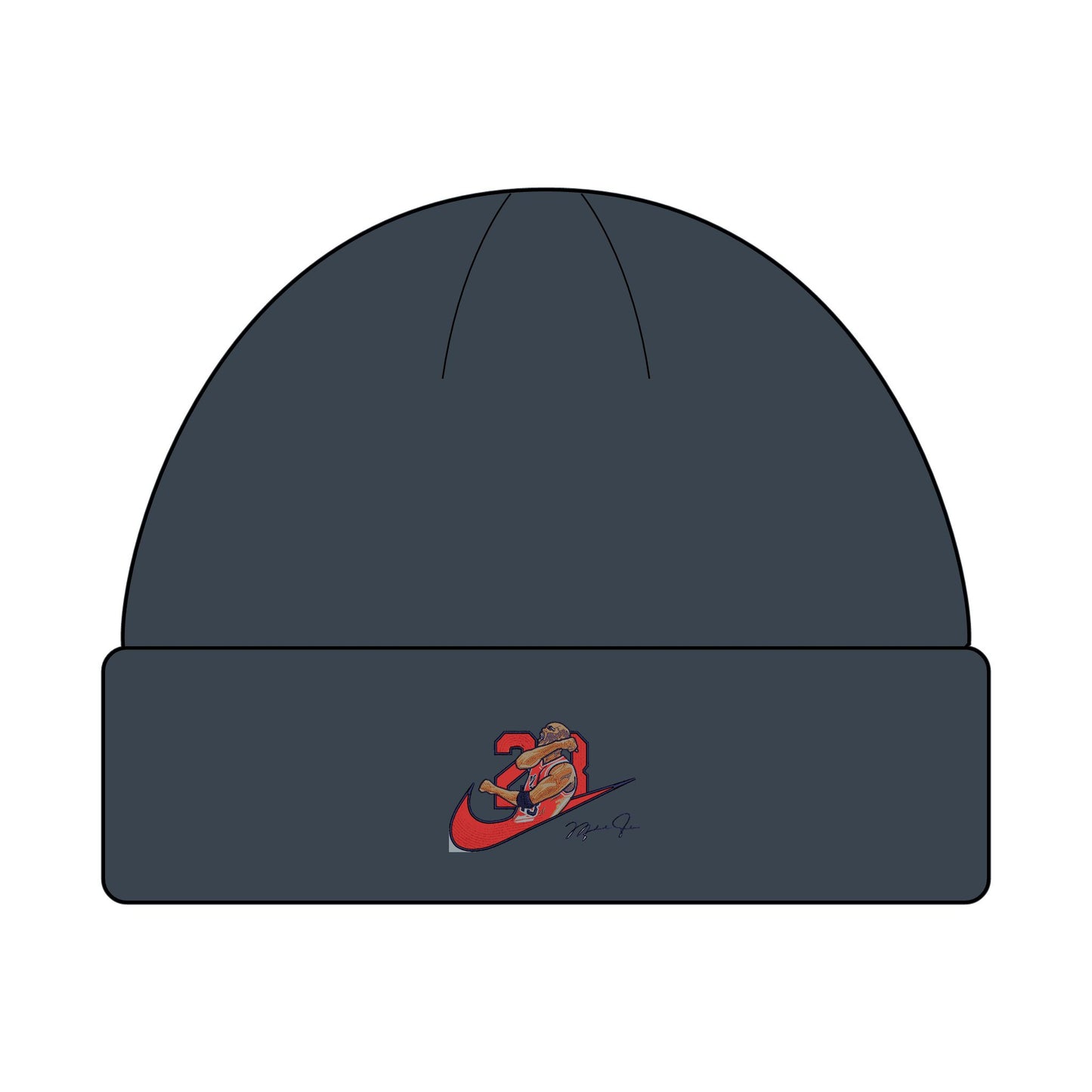Jordan Red Embroidered Cuff Beanie