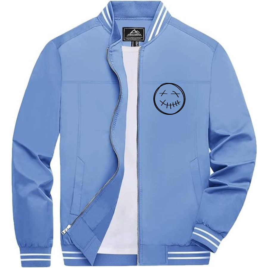 Men's Travis Scott Lightweight Zip-Up Bomber Jacket with Ribbed Collar and Cuffs - Versatile Casual Outerwear
