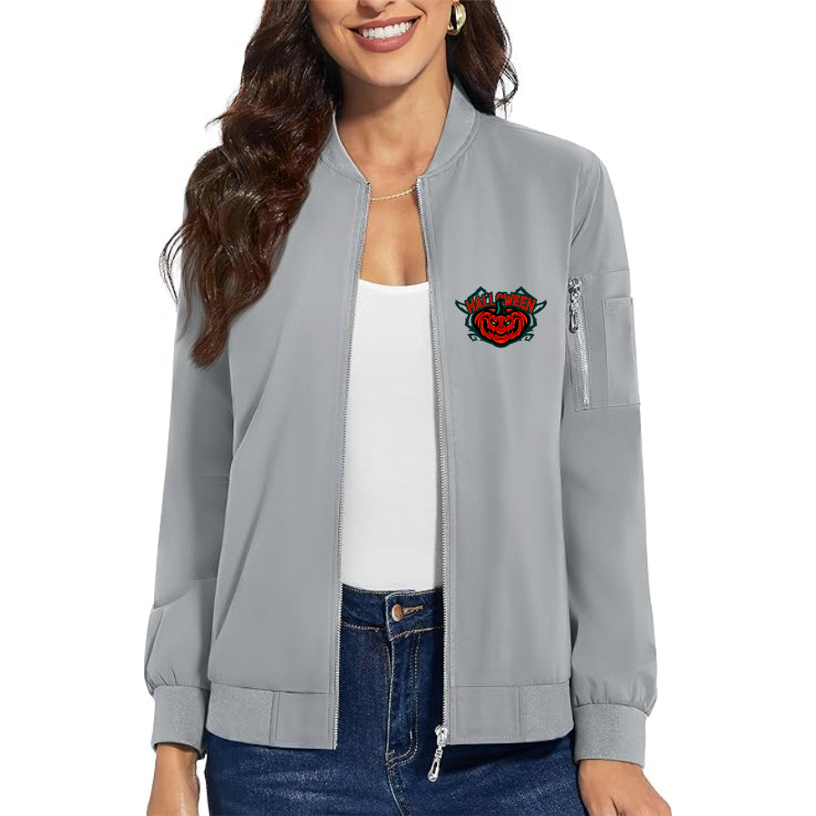 Women's Halloween Pumpkin Premium Bomber Jacket Outerwear