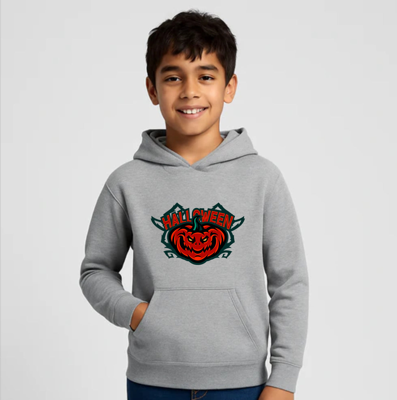 Youth Kids Halloween Pumpkin Pullover Hoodie