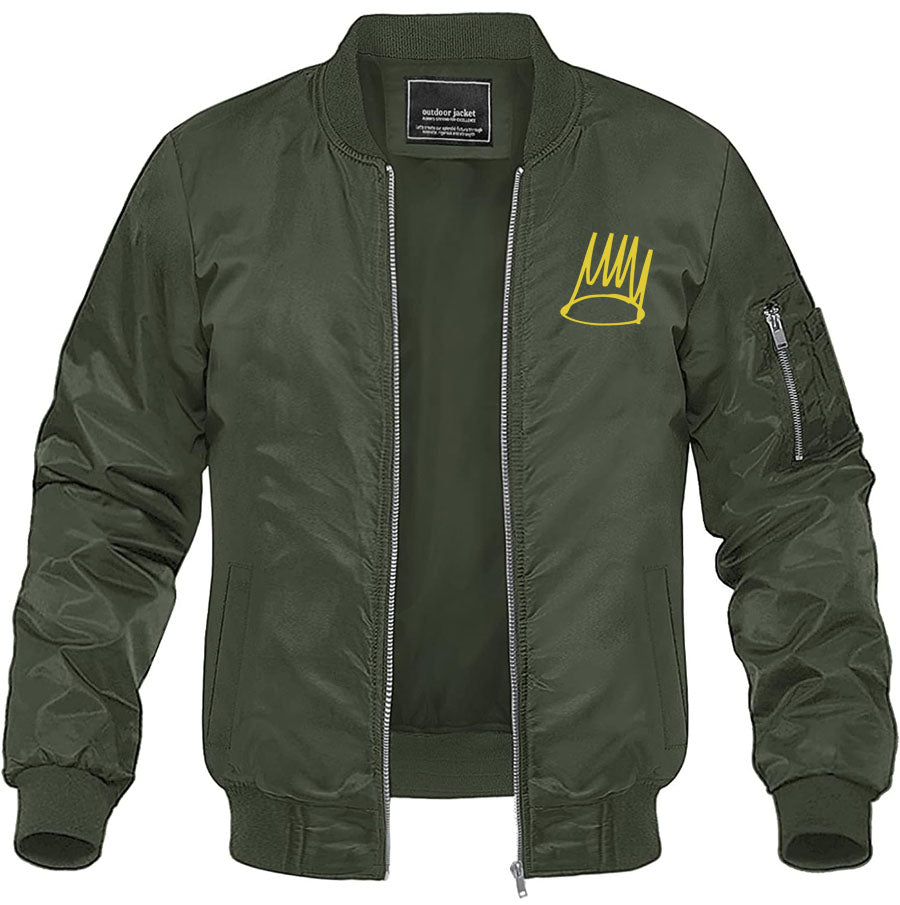 Men's J. Cole Crown Lightweight Bomber Jacket Windbreaker Softshell Varsity Jacket Coat