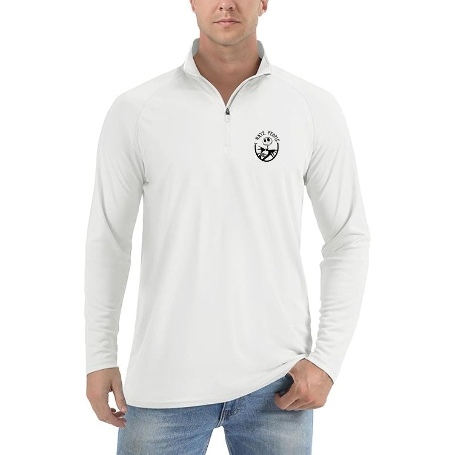 Men's Jack Skellington Lightweight Quarter-Zip Athletic Shirt – Long Sleeve Polyester Wear