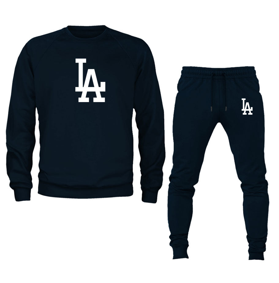 Men's LA Dodgers Crewneck Sweatshirt Joggers Suit