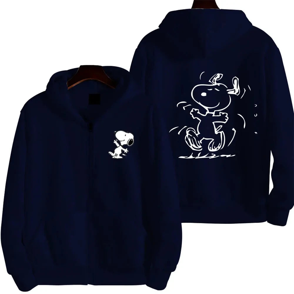 Snoopy Cartoon Zip-Up Hoodie