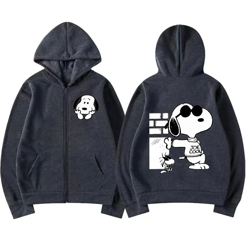 Snoopy Cartoon Zip-Up Hoodie