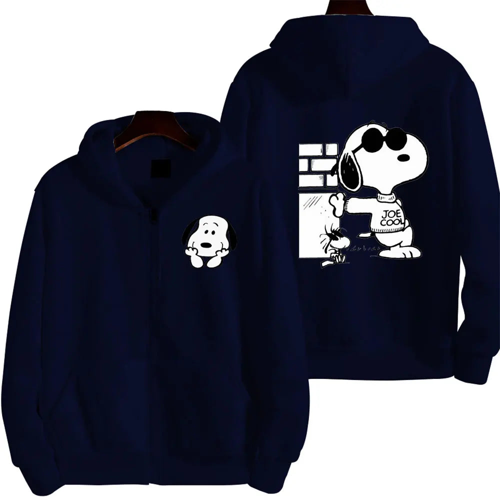 Snoopy Cartoon Zip-Up Hoodie