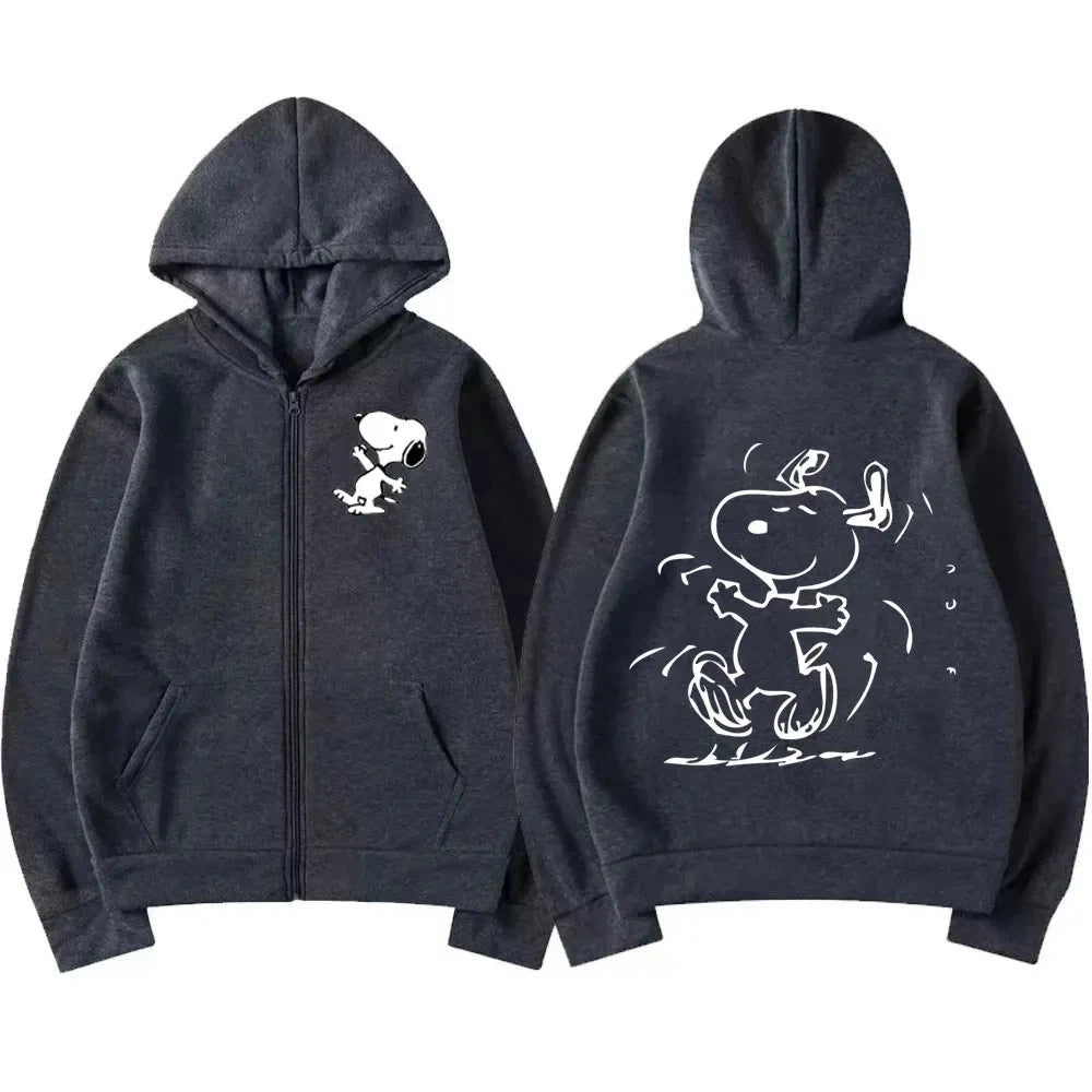 Snoopy Cartoon Zip-Up Hoodie