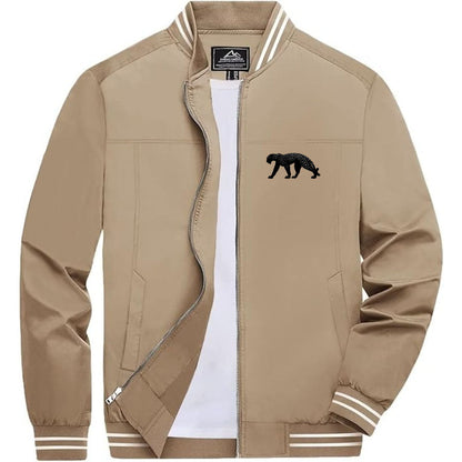 Men's Cartier Panther Lightweight Zip-Up Bomber Jacket with Ribbed Collar and Cuffs - Versatile Casual Outerwear