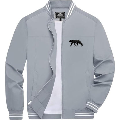 Men's Cartier Panther Lightweight Zip-Up Bomber Jacket with Ribbed Collar and Cuffs - Versatile Casual Outerwear