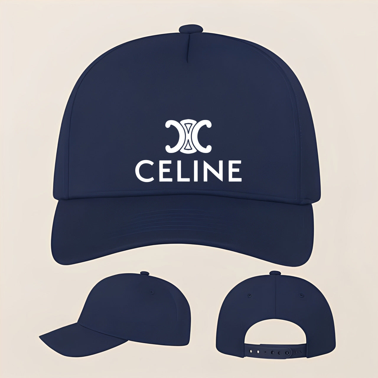 Celine Five Panel Twill Snapback Cap