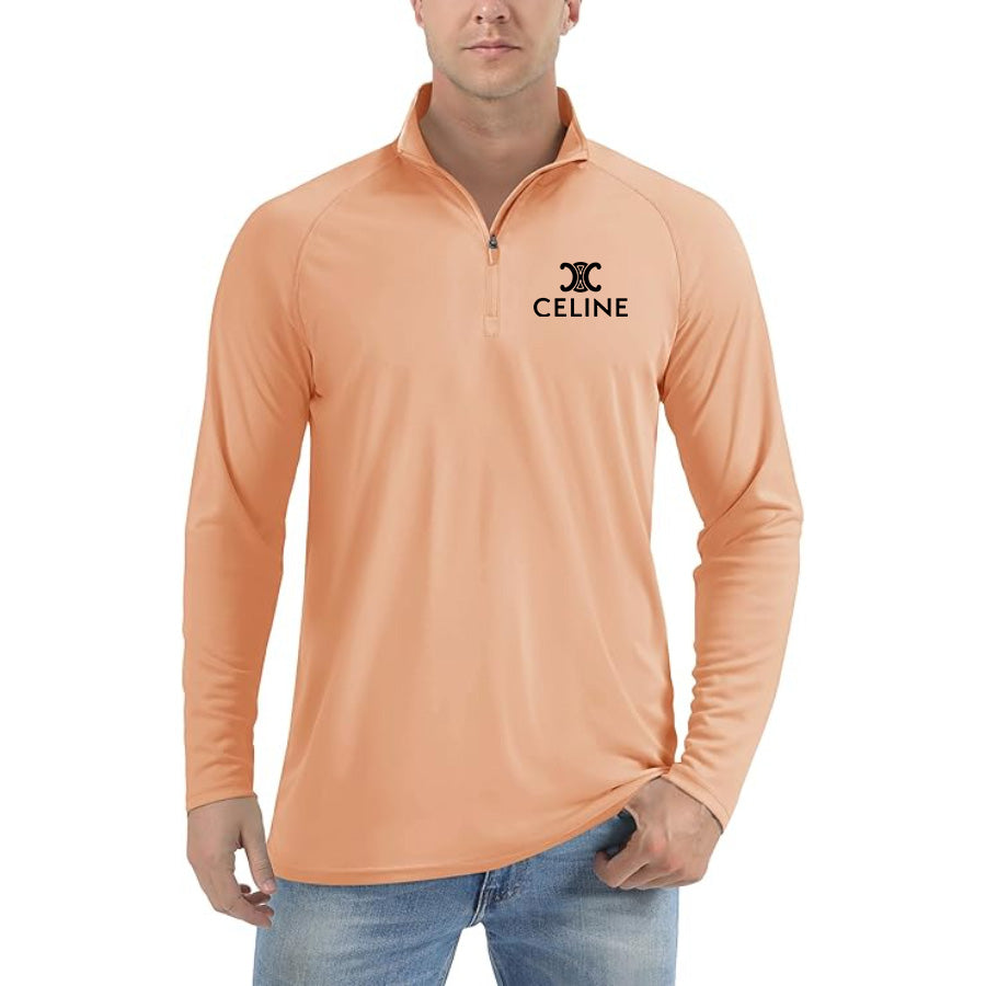 Men's Celine Lightweight Quarter-Zip Athletic Shirt – Long Sleeve Polyester Wear