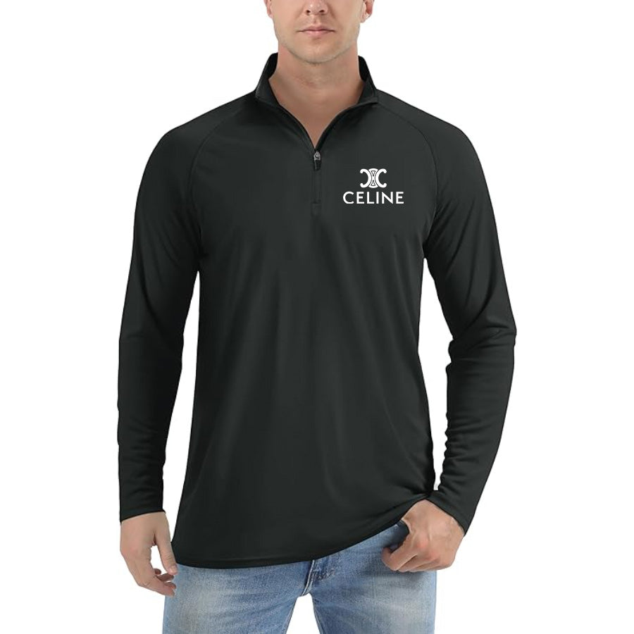 Men's Celine Lightweight Quarter-Zip Athletic Shirt – Long Sleeve Polyester Wear