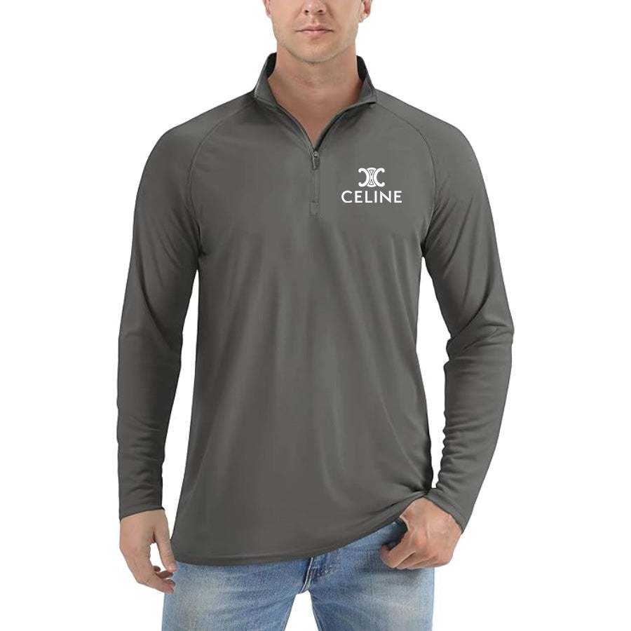 Men's Celine Lightweight Quarter-Zip Athletic Shirt – Long Sleeve Polyester Wear