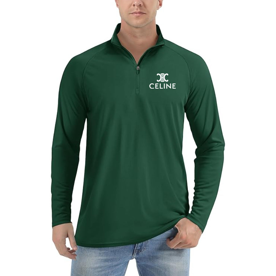 Men's Celine Lightweight Quarter-Zip Athletic Shirt – Long Sleeve Polyester Wear