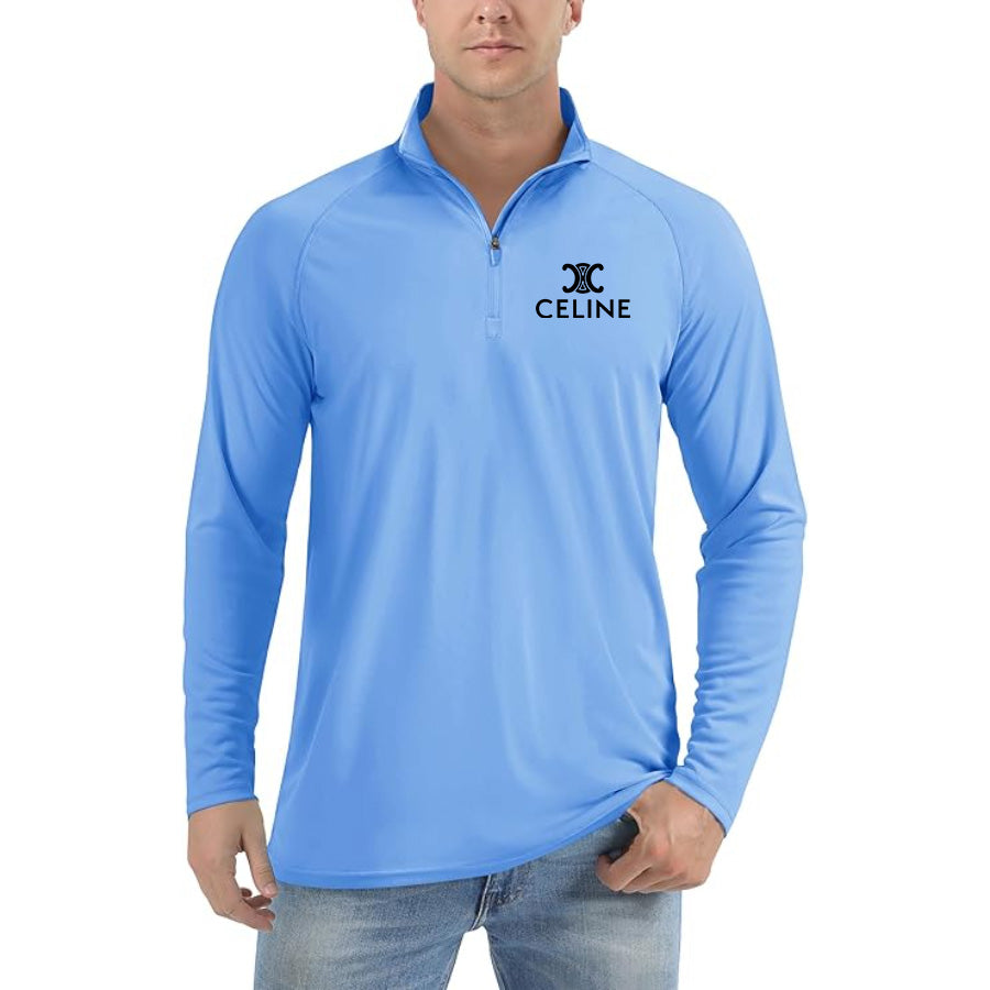 Men's Celine Lightweight Quarter-Zip Athletic Shirt – Long Sleeve Polyester Wear