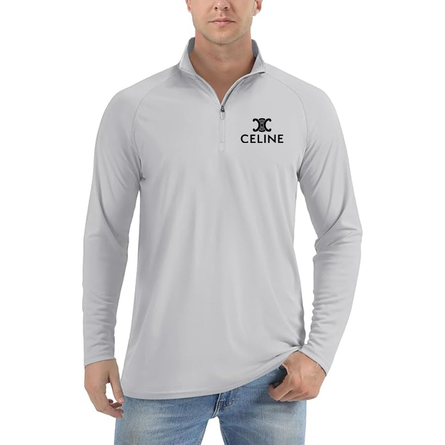 Men's Celine Lightweight Quarter-Zip Athletic Shirt – Long Sleeve Polyester Wear