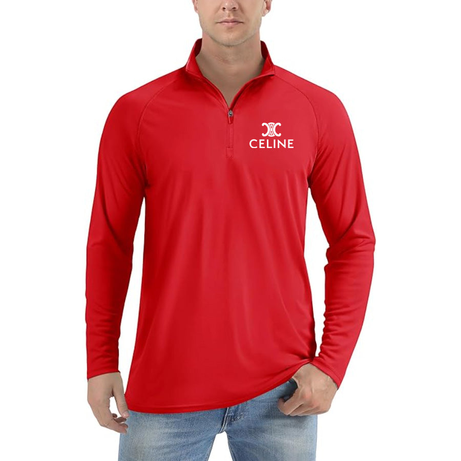 Men's Celine Lightweight Quarter-Zip Athletic Shirt – Long Sleeve Polyester Wear