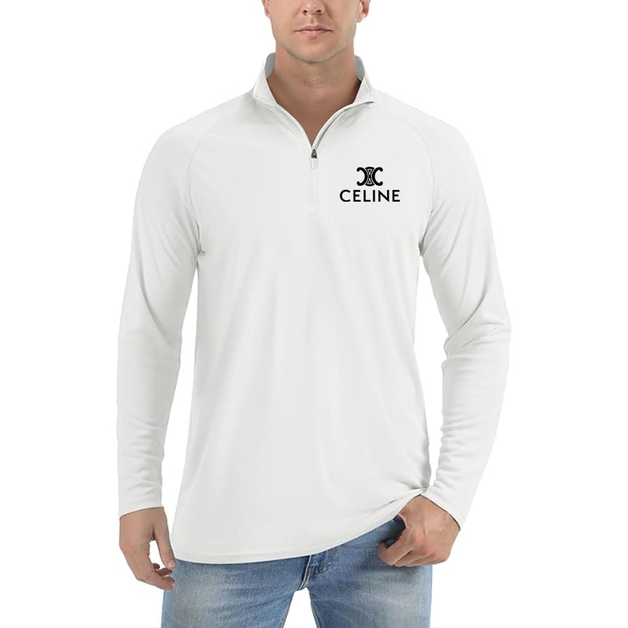 Men's Celine Lightweight Quarter-Zip Athletic Shirt – Long Sleeve Polyester Wear