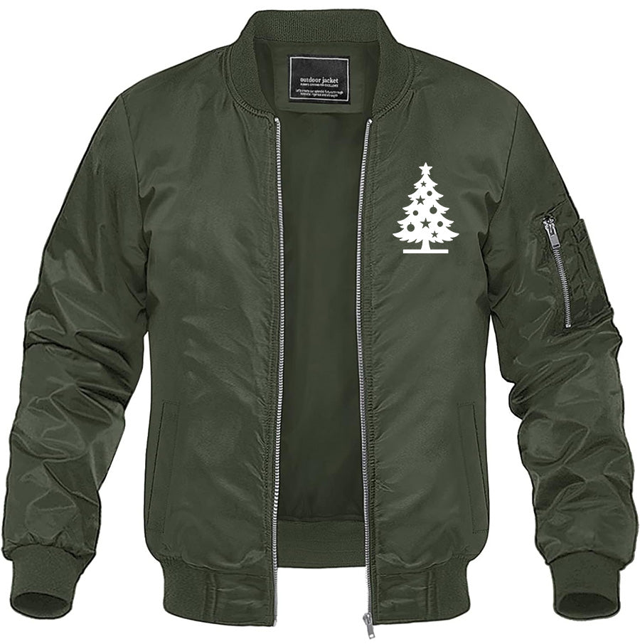 Men's Christmas Tree Lightweight Bomber Jacket Windbreaker Softshell Varsity Jacket Coat