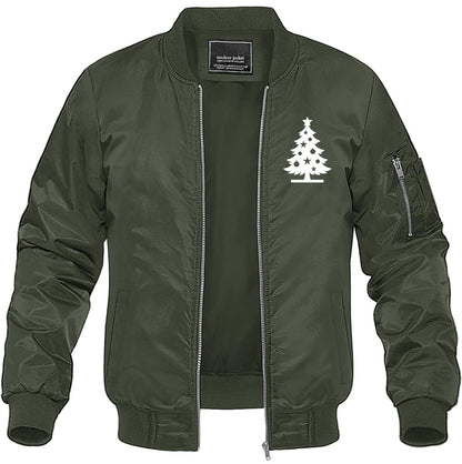 Men's Christmas Tree Lightweight Bomber Jacket Windbreaker Softshell Varsity Jacket Coat