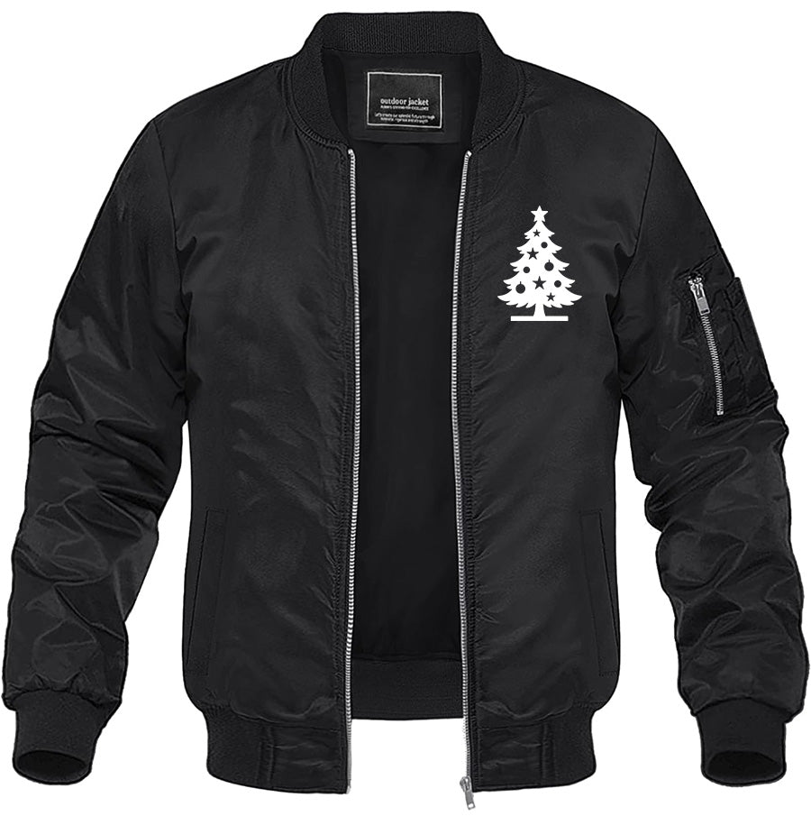 Men's Christmas Tree Lightweight Bomber Jacket Windbreaker Softshell Varsity Jacket Coat