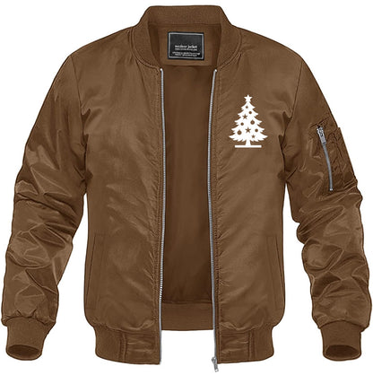 Men's Christmas Tree Lightweight Bomber Jacket Windbreaker Softshell Varsity Jacket Coat