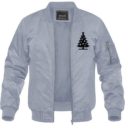 Men's Christmas Tree Lightweight Bomber Jacket Windbreaker Softshell Varsity Jacket Coat