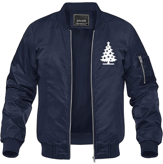 Men's Christmas Tree Lightweight Bomber Jacket Windbreaker Softshell Varsity Jacket Coat