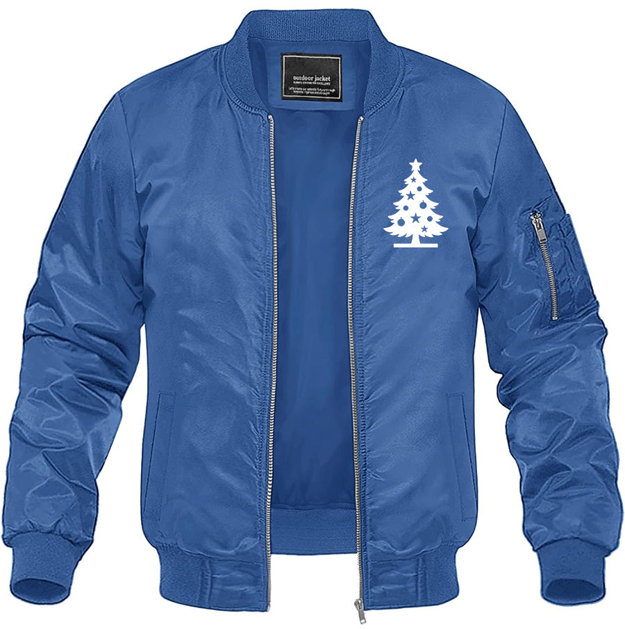 Men's Christmas Tree Lightweight Bomber Jacket Windbreaker Softshell Varsity Jacket Coat