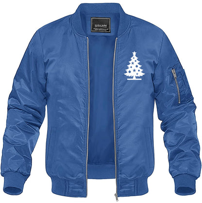 Men's Christmas Tree Lightweight Bomber Jacket Windbreaker Softshell Varsity Jacket Coat