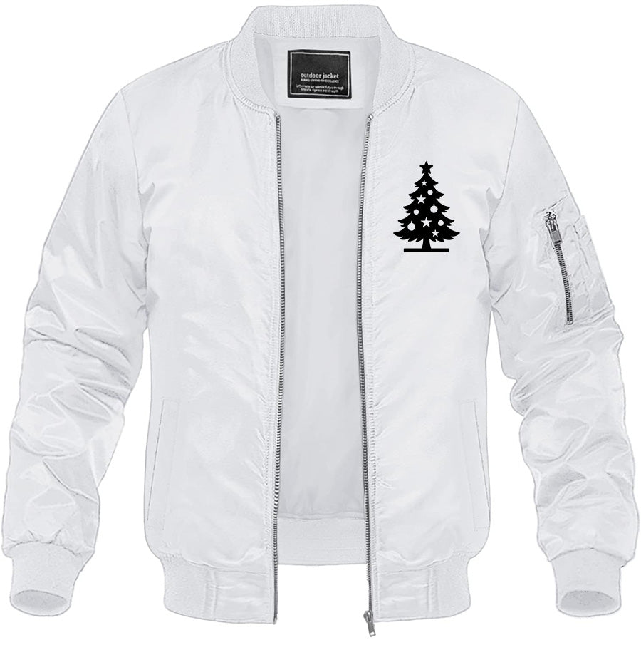 Men's Christmas Tree Lightweight Bomber Jacket Windbreaker Softshell Varsity Jacket Coat
