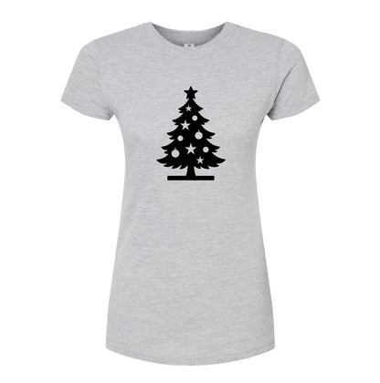 Women's Christmas Tree Round Neck T-Shirt