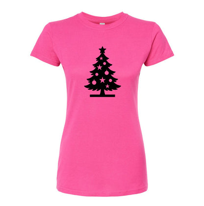 Women's Christmas Tree Round Neck T-Shirt