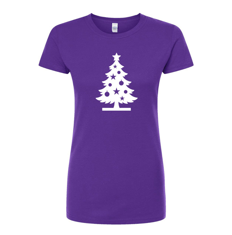 Women's Christmas Tree Round Neck T-Shirt