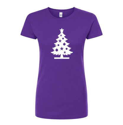 Women's Christmas Tree Round Neck T-Shirt