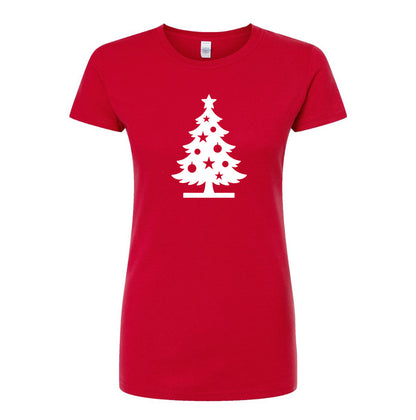 Women's Christmas Tree Round Neck T-Shirt