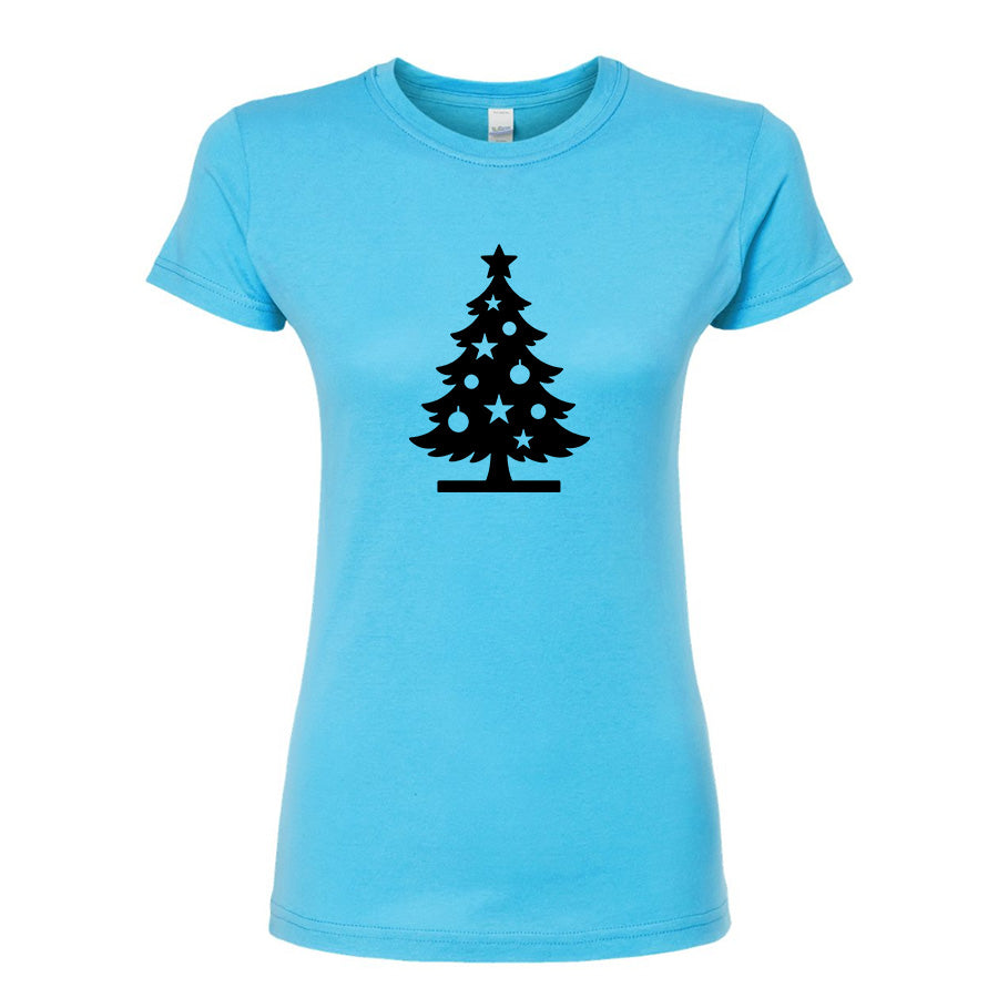 Women's Christmas Tree Round Neck T-Shirt