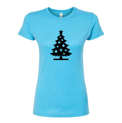 Women's Christmas Tree Round Neck T-Shirt