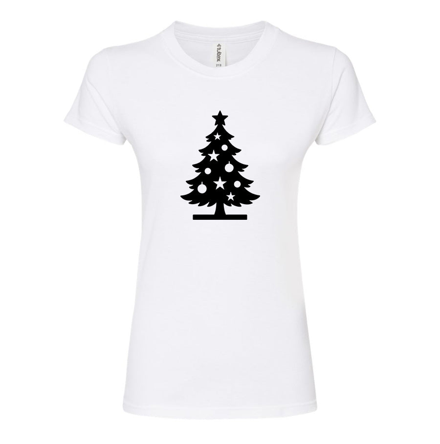 Women's Christmas Tree Round Neck T-Shirt