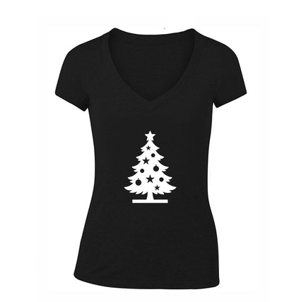 Women's Christmas Tree V Neck T-Shirt