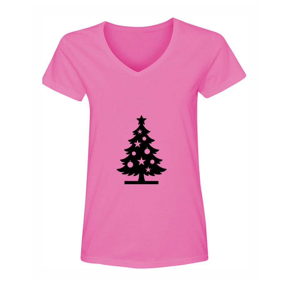 Women's Christmas Tree V Neck T-Shirt