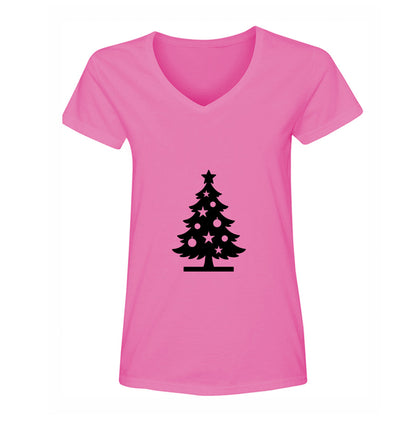 Women's Christmas Tree V Neck T-Shirt