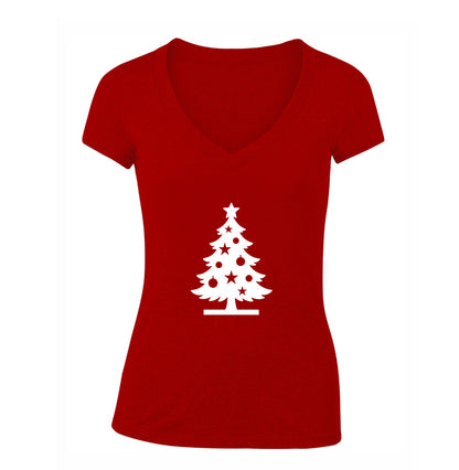 Women's Christmas Tree V Neck T-Shirt